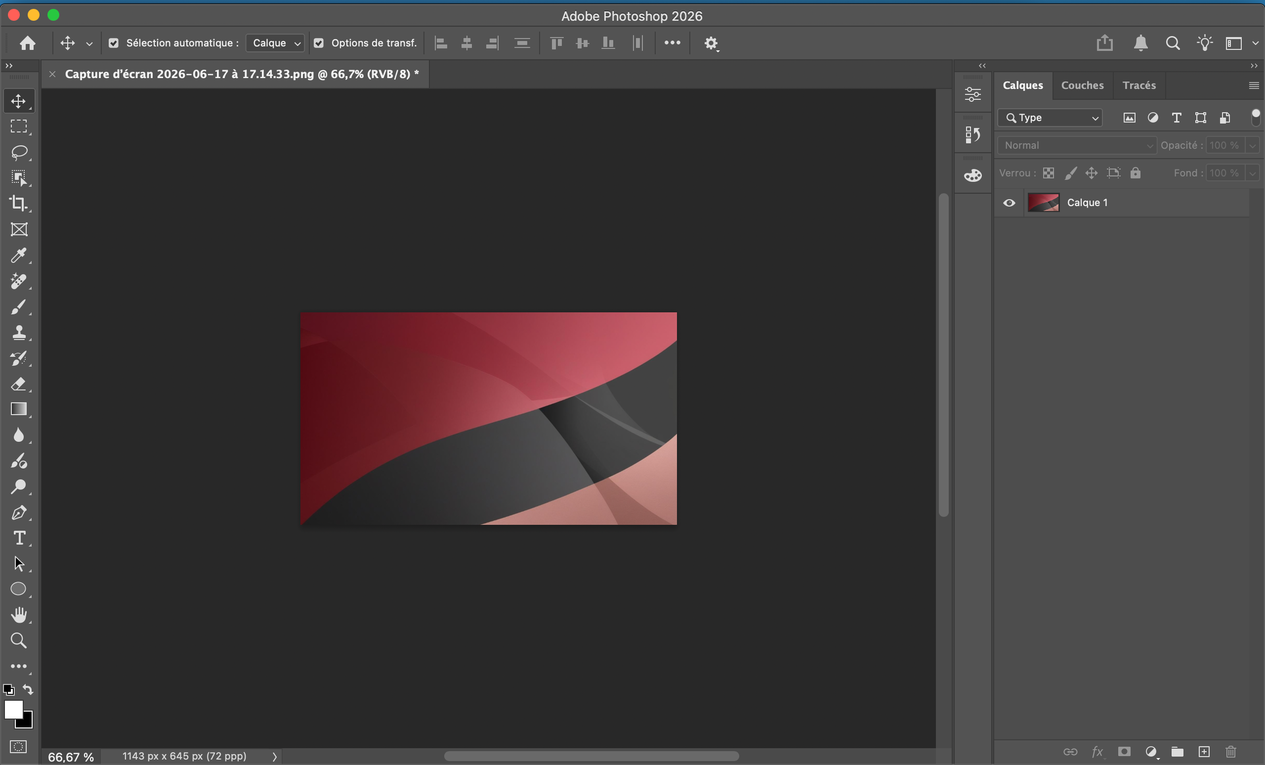 Capture écran de l'interface Photoshop